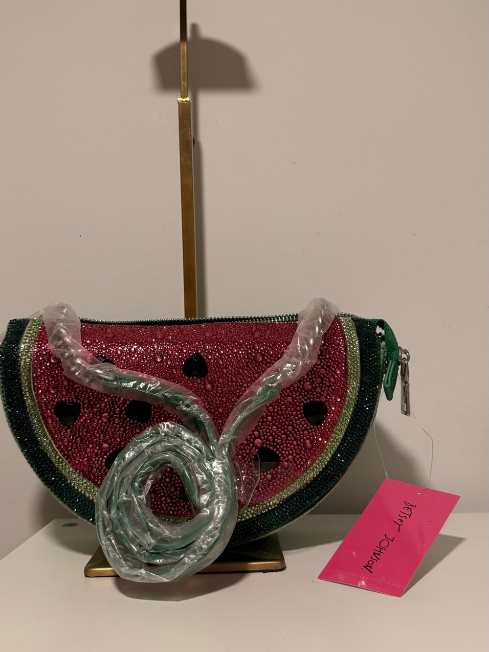 Betsey Johnson Novelty Watermelon Clutch with Crystals - Pink & Green - Picture 3 of 5